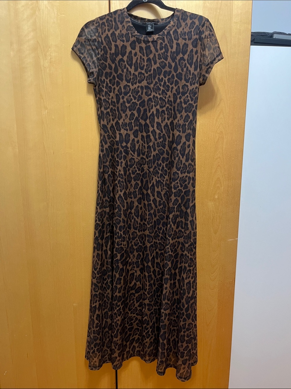 Rachel Zoe Brown and Black Leopard-Print Short Sleeve Maxi Dress